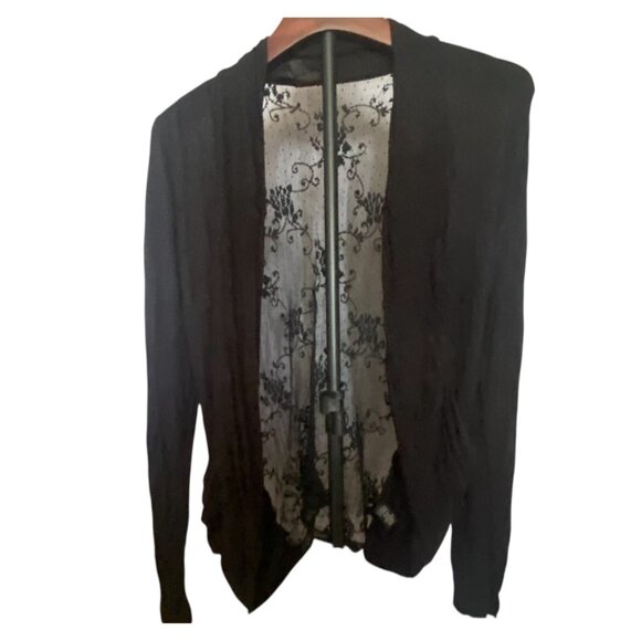 Unbranded Tops - Black Sheer Lace Back Cardigan Sweater Open Front Whimsygoth Goth